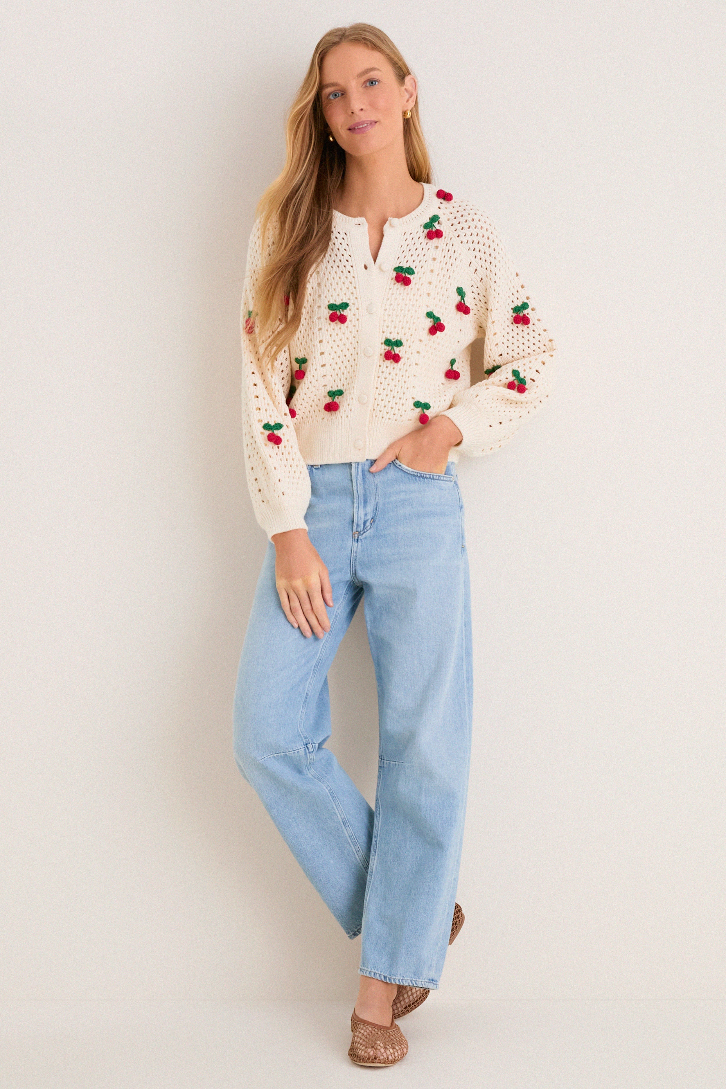Cherry Embroidered Cora Cardigan | Hyacinth House