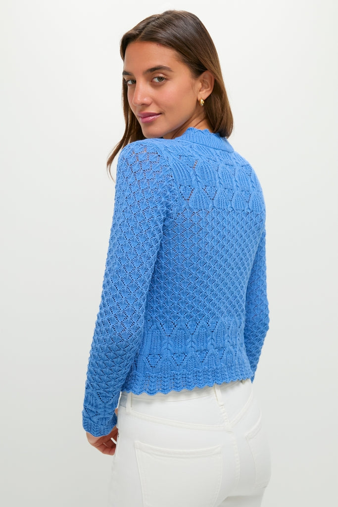 Cornflower Blue Pointelle Capucine Cardigan | Hyacinth House