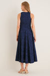 Navy Textured Rose Floral Melina Midi Dress