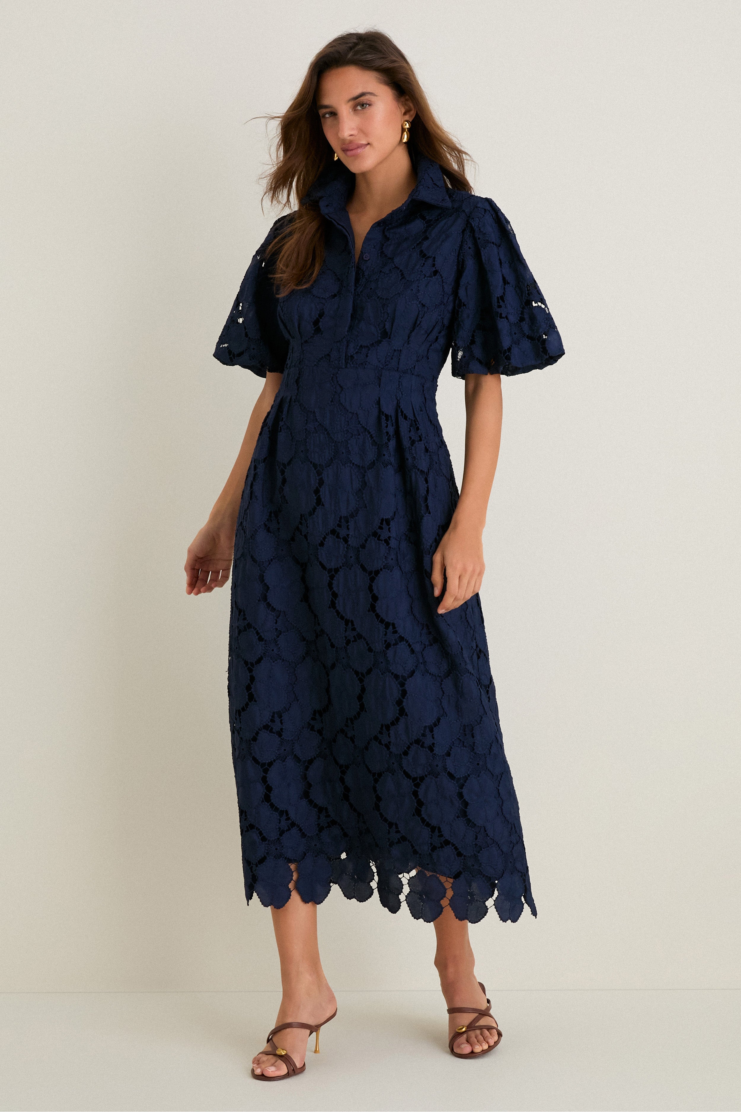トップス SHISHIKUI eyelet long NAVY Navy Eyelet Button Front Long Sleeve Top – SSYS