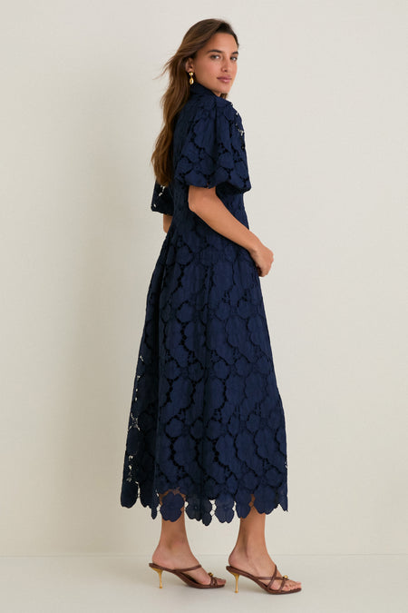 Navy Eyelet Delaney Dress