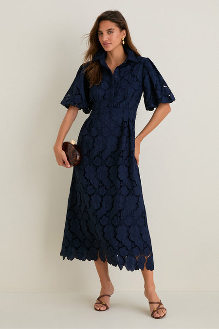 Navy Eyelet Delaney Dress