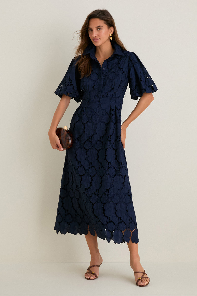 Navy Eyelet Delaney Dress
