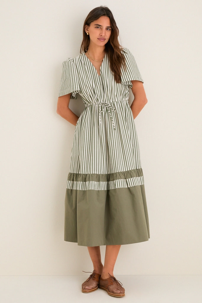 white christmas dresses Navy Stripe Joselene Poplin Wrap Dress