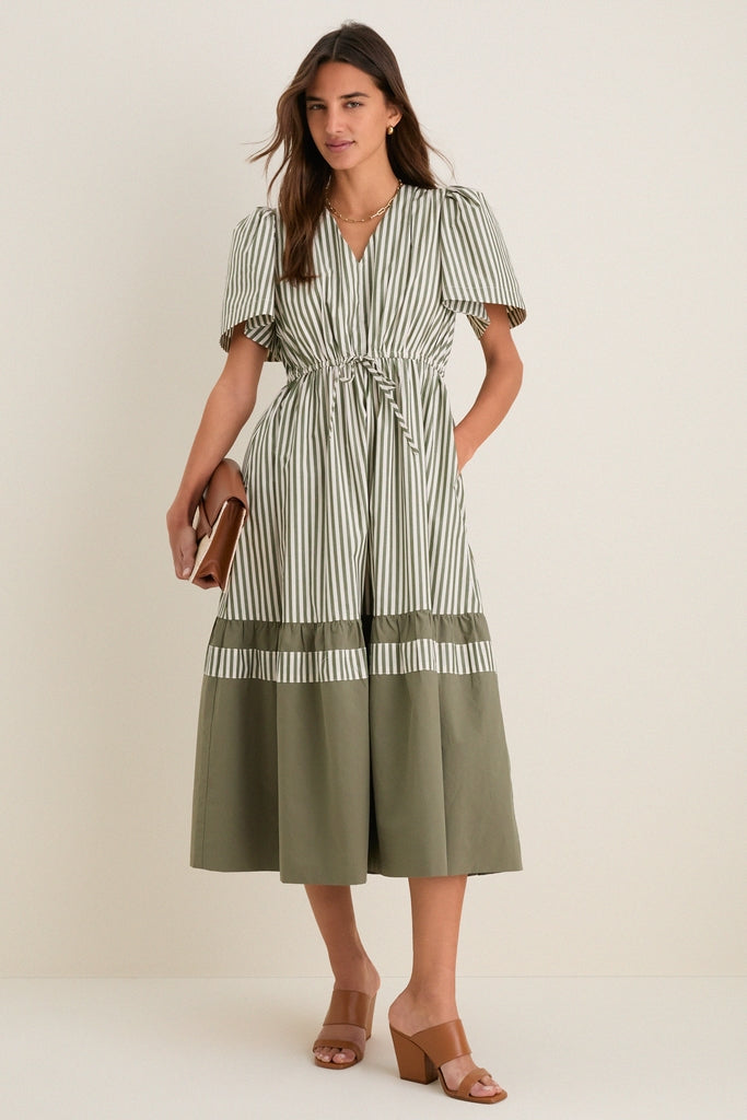 Jardin Stripe Cotton Poplin Mitchell Dress