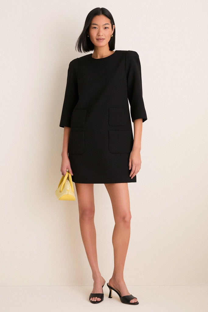 black mini dress with pockets Black Strapless Corset Mini Dress with Pockets