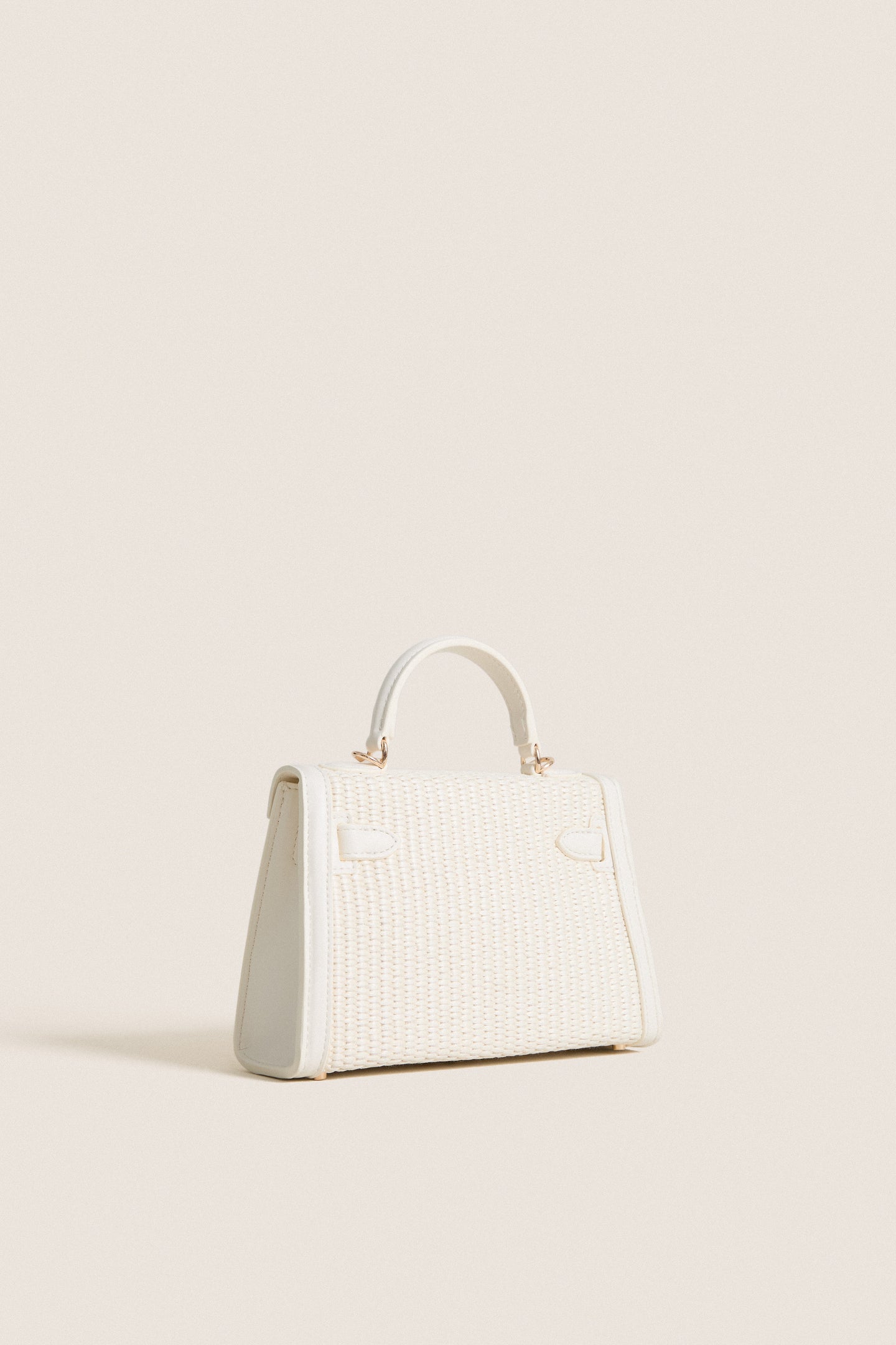 Cream Hariette Raffia Handle Bag