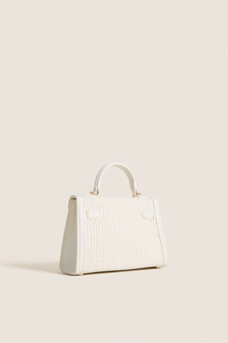 Cream Hariette Raffia Handle Bag