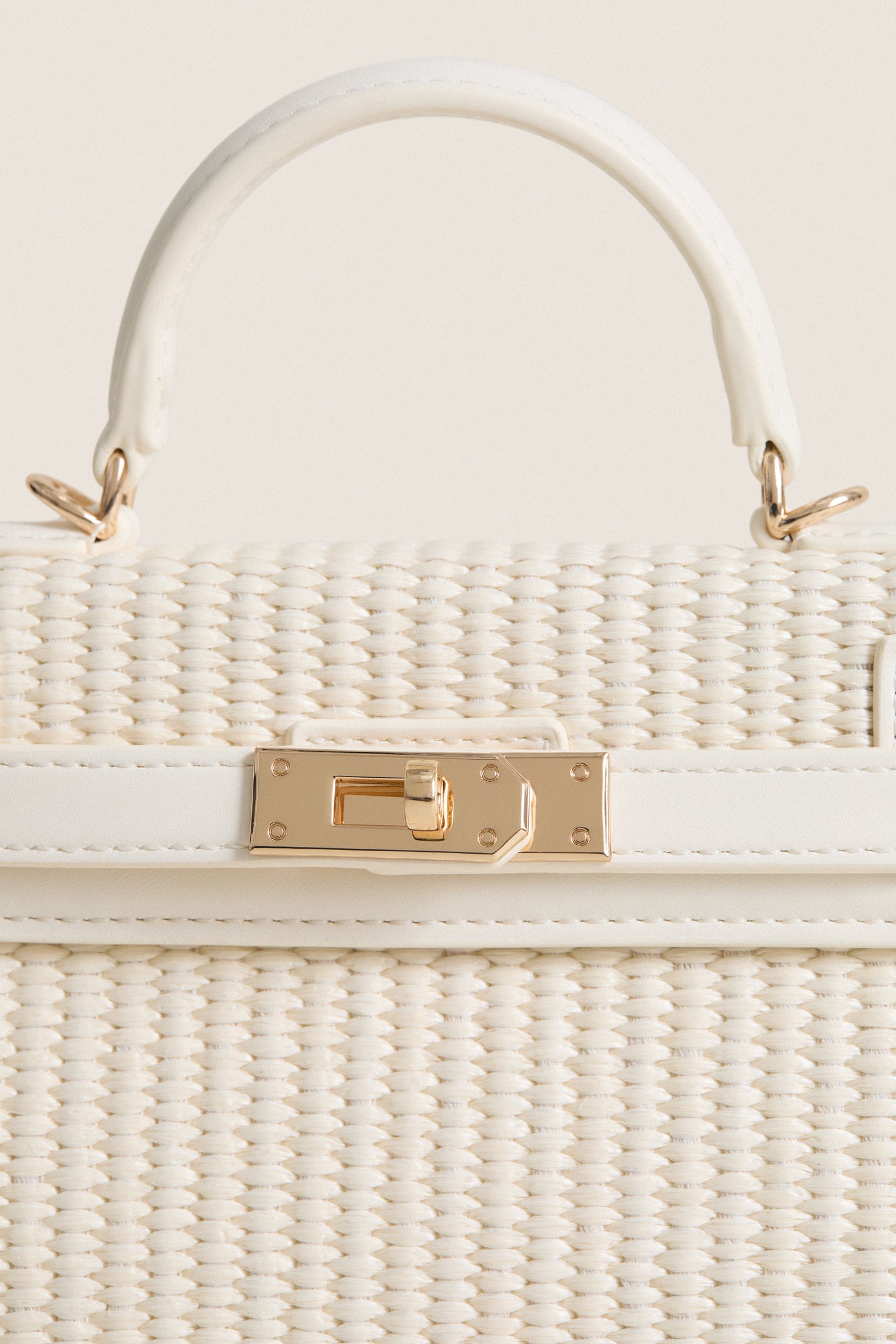 Cream Hariette Raffia Handle Bag