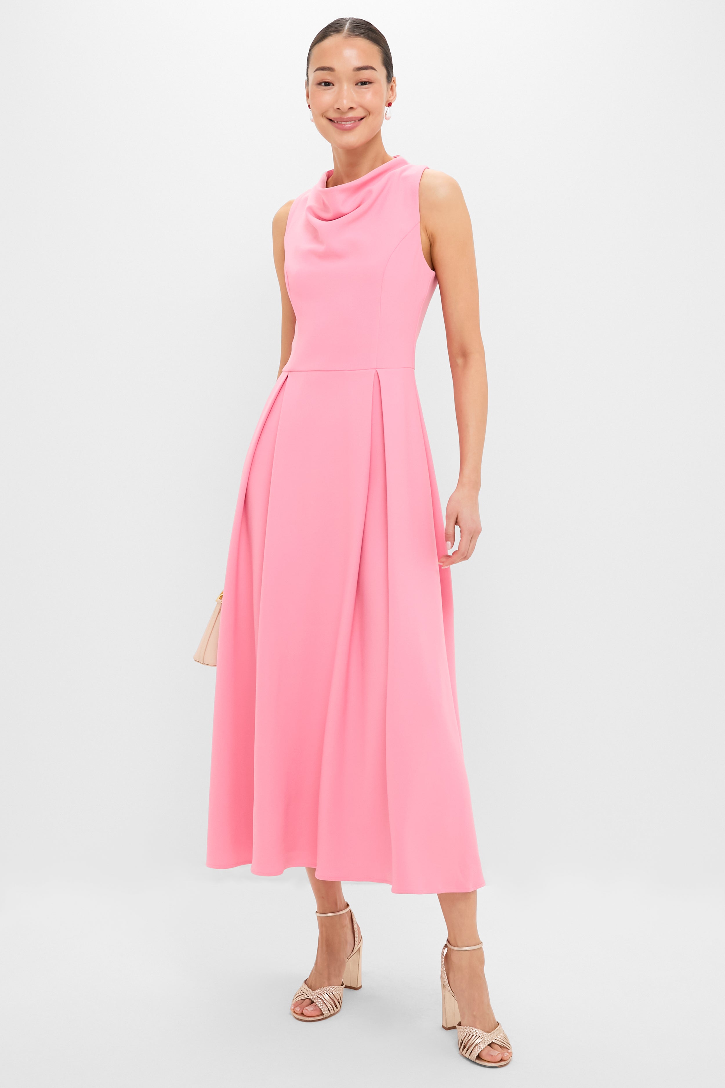Bubblegum Pink Risa Cowl Neck Gown