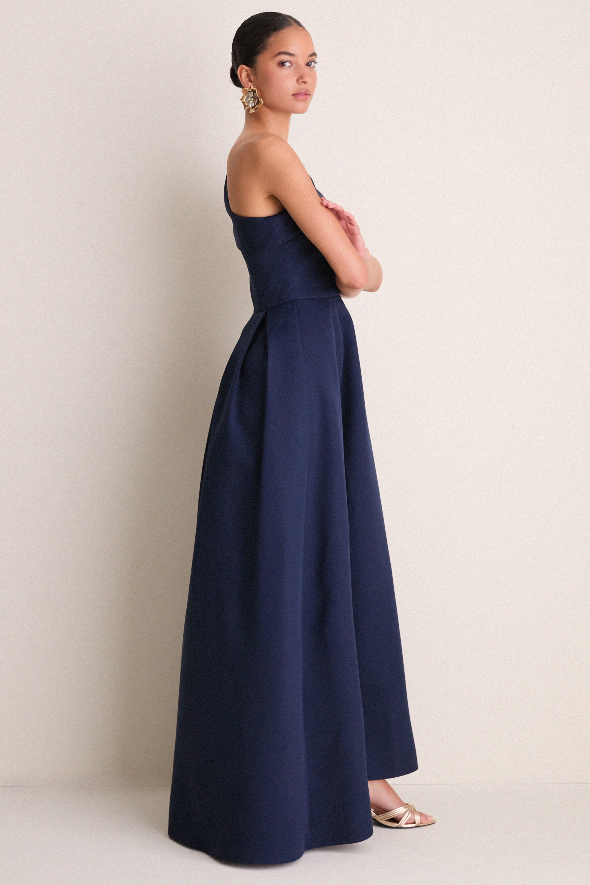 Navy Saphine One Shoulder Gown