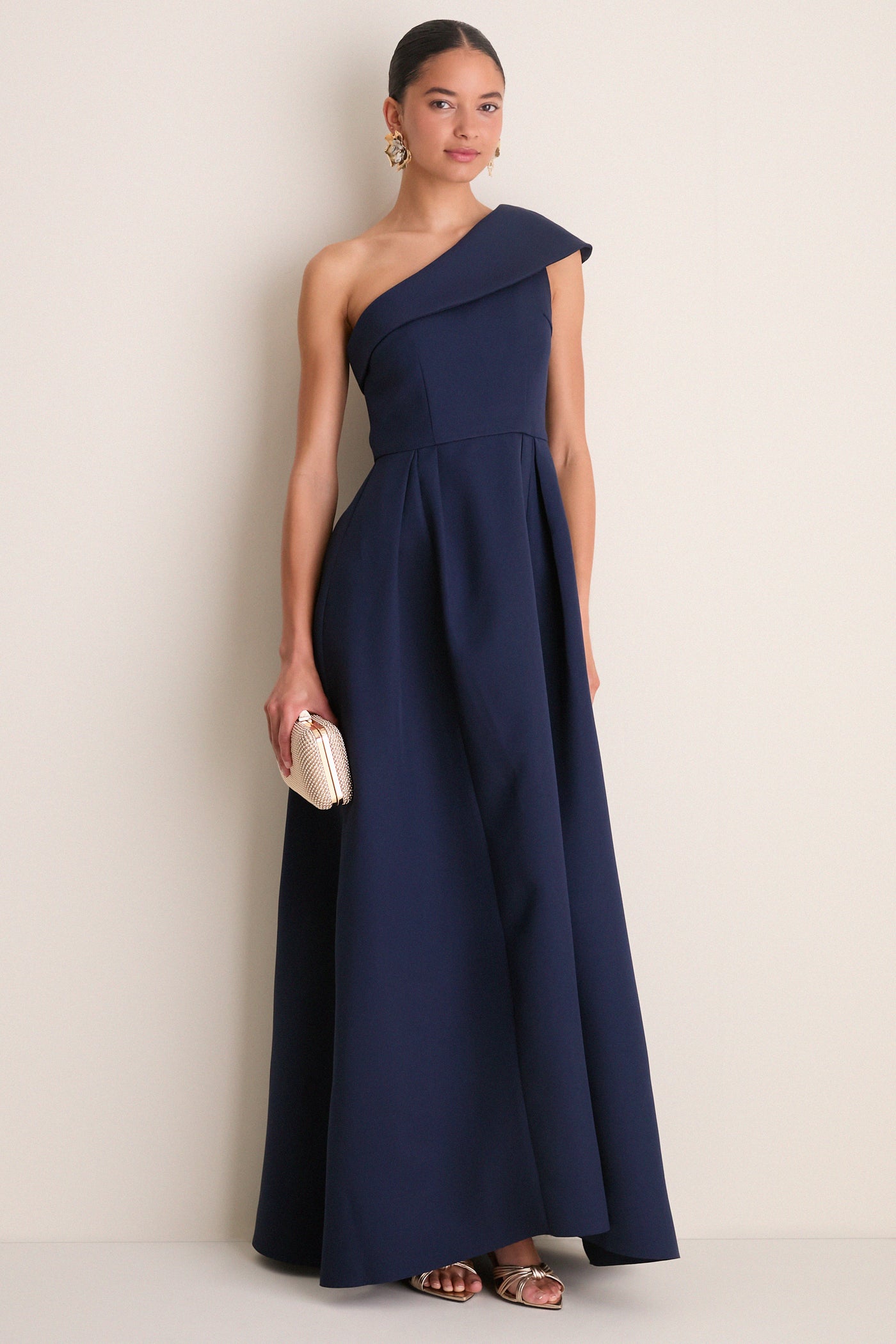 Navy Saphine One Shoulder Gown Navy Saphine One Shoulder Gown