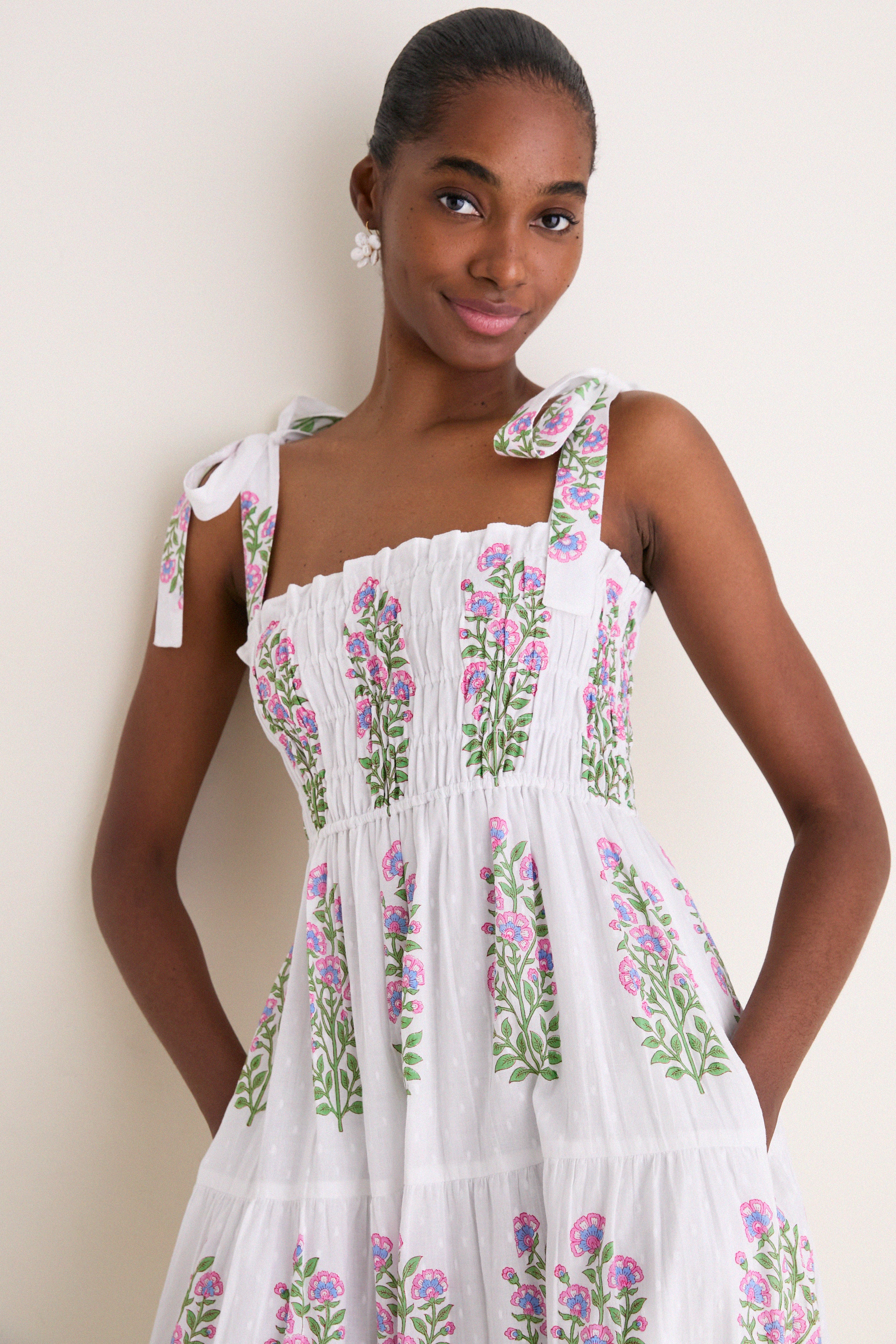 Schiffly Folk Buta Martina Dress | Pink City Prints