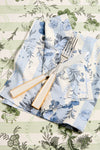 Dusty Blue Powder Room Chintz Printed Napkins Set of 4