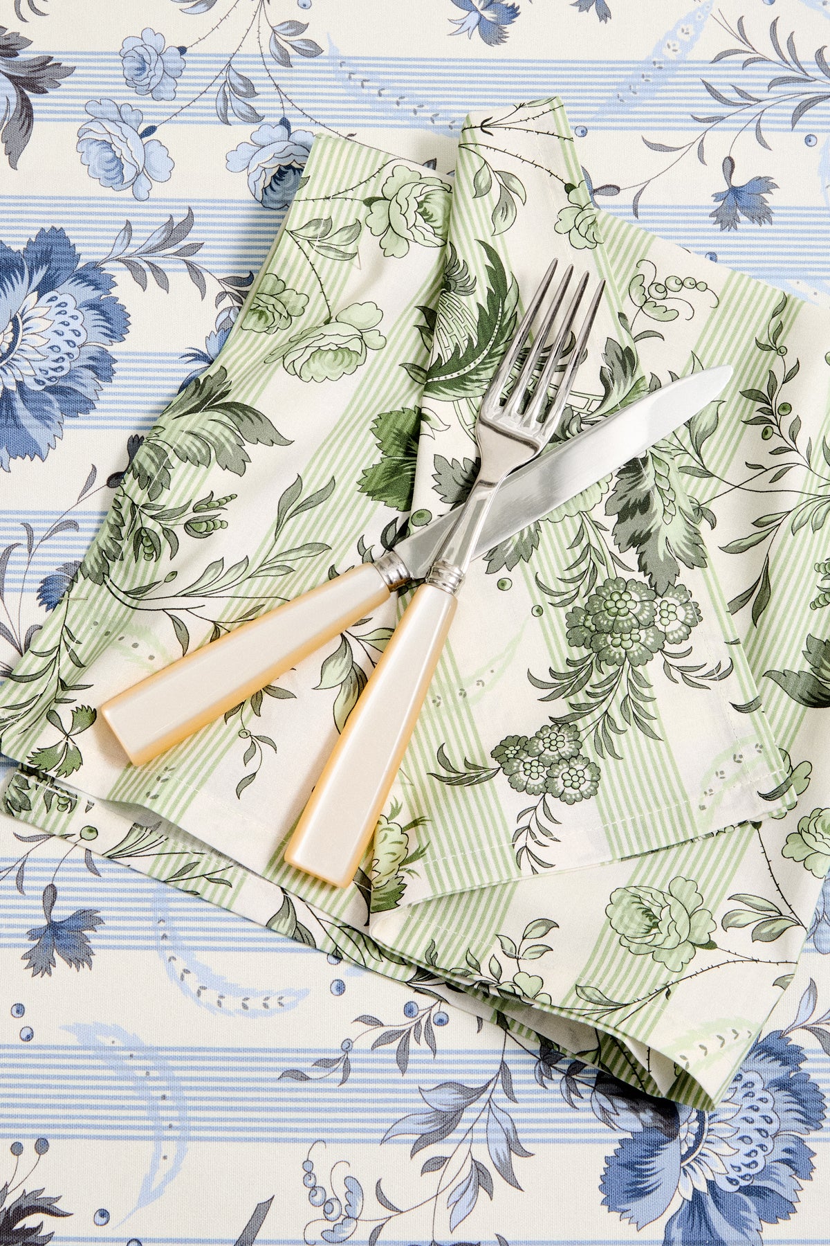 Sage Powder Room Chintz Printed Napkins Set of 4