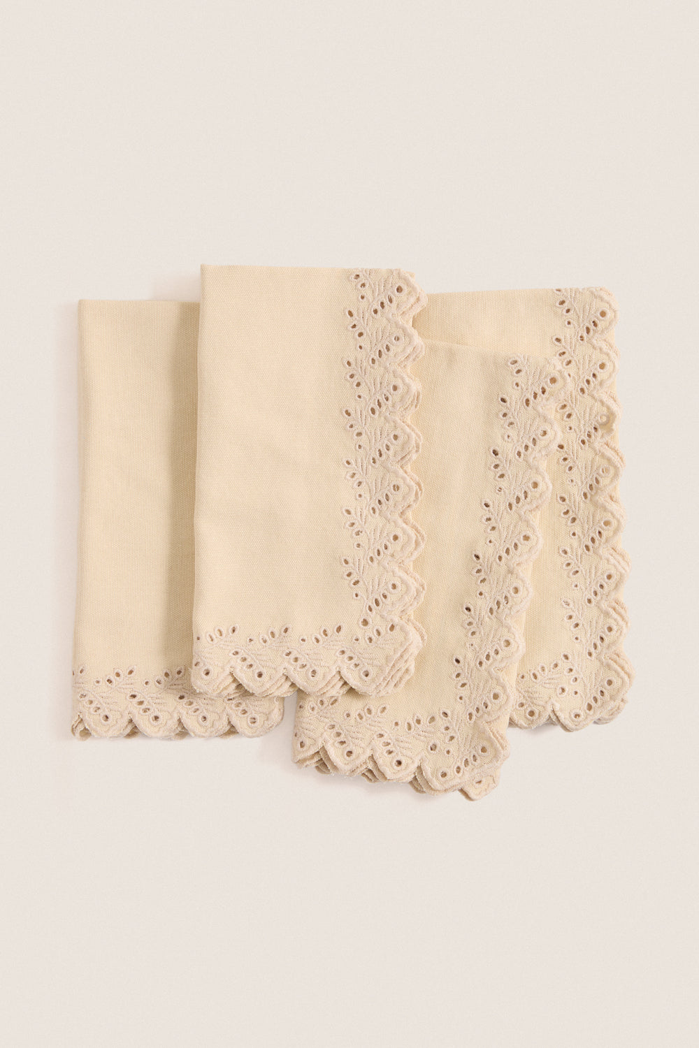 Khaki Eyelet Embroidered Napkins Set of 4