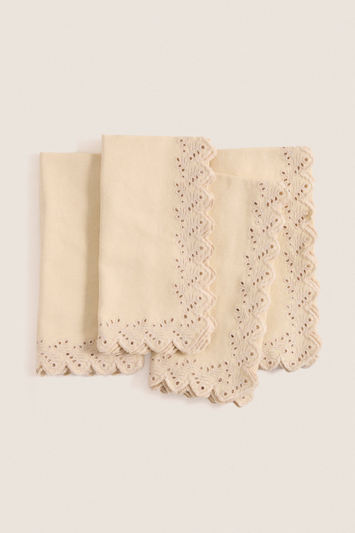 Khaki Eyelet Embroidered Napkins Set of 4