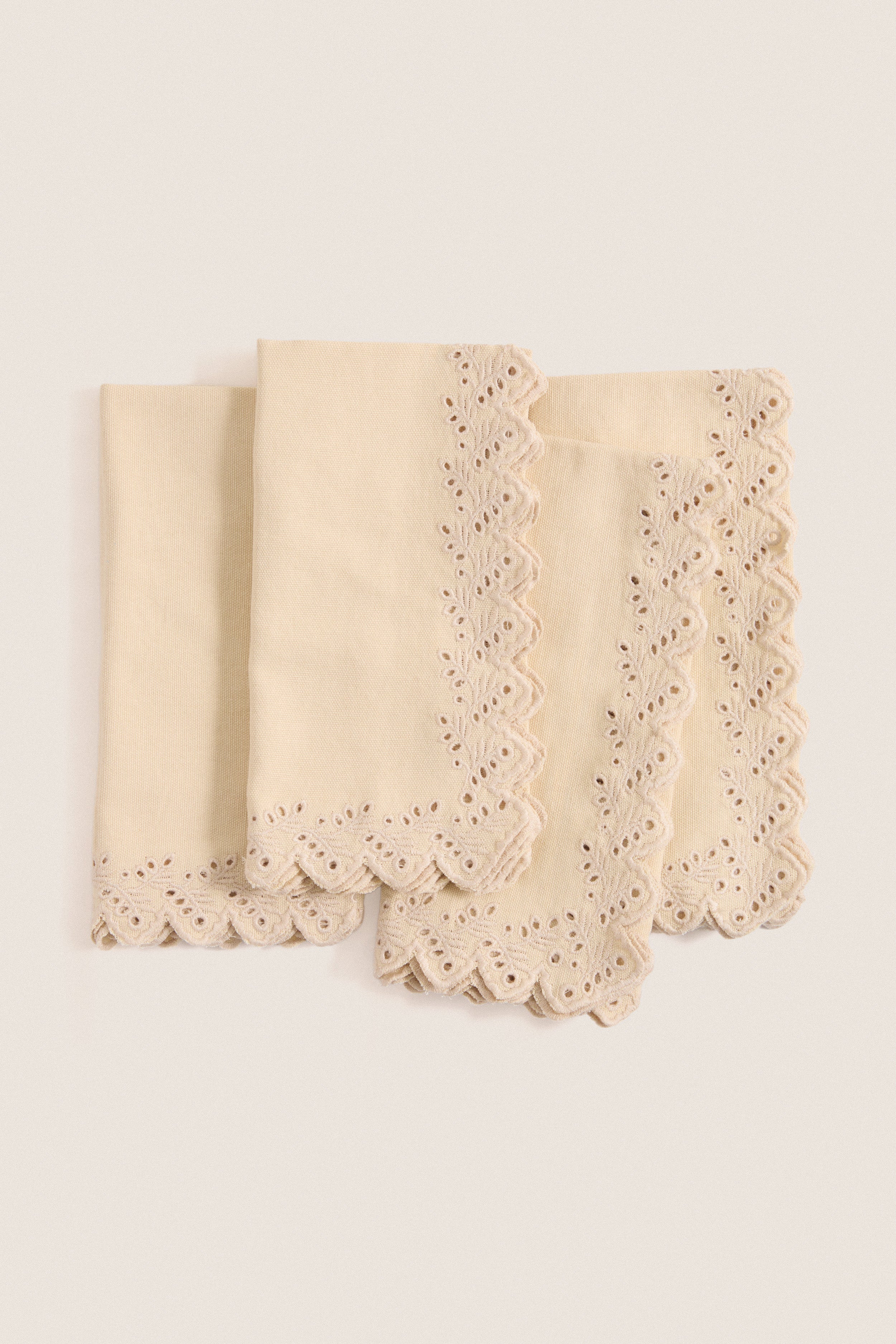 Khaki Eyelet Embroidered Napkins Set of 4