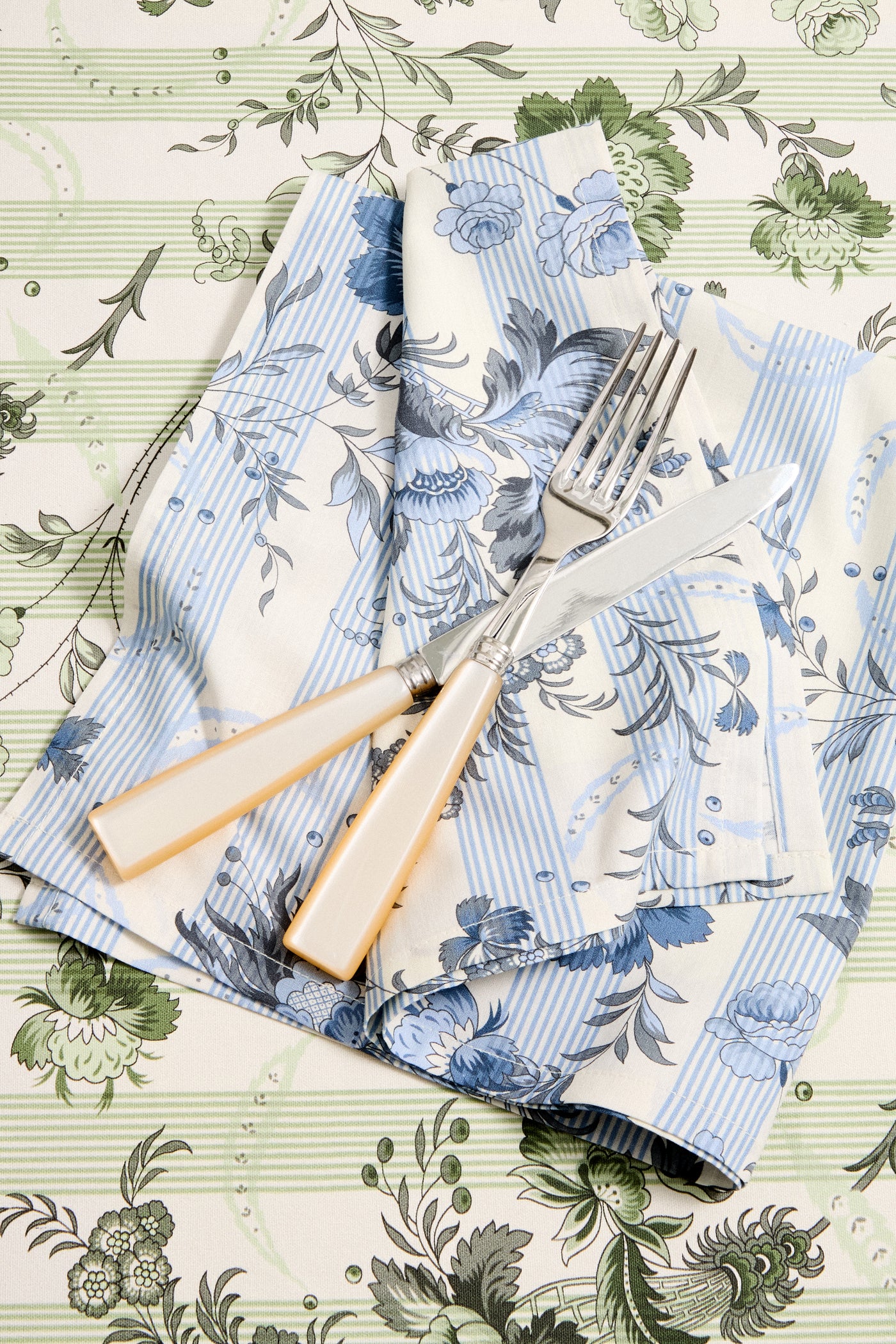 Sage Powder Room Chintz Tablecloth