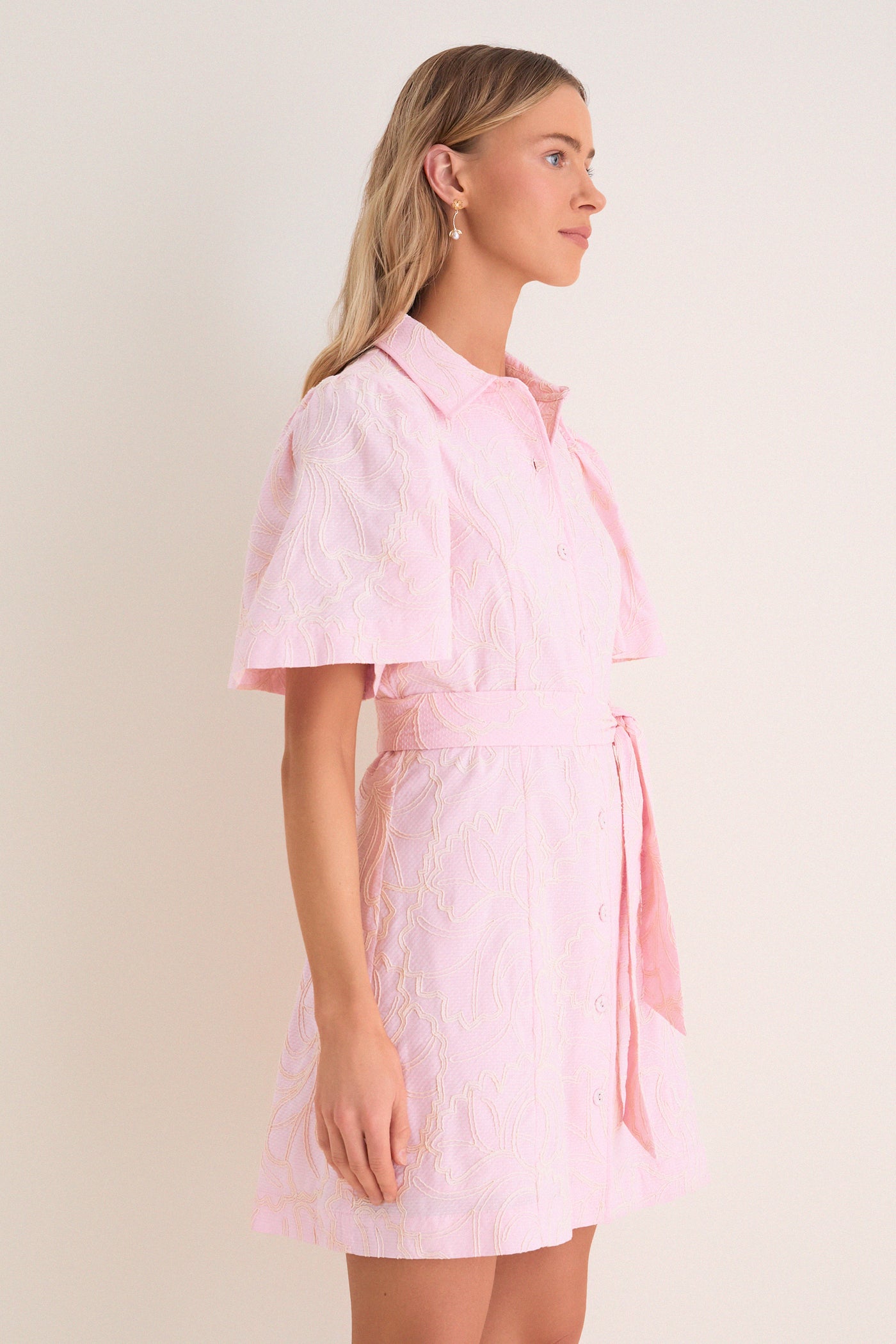 pink leaf dress Womens Love & Roses Pink Leaf Metallic Dropped Waist Midi Dress US 12