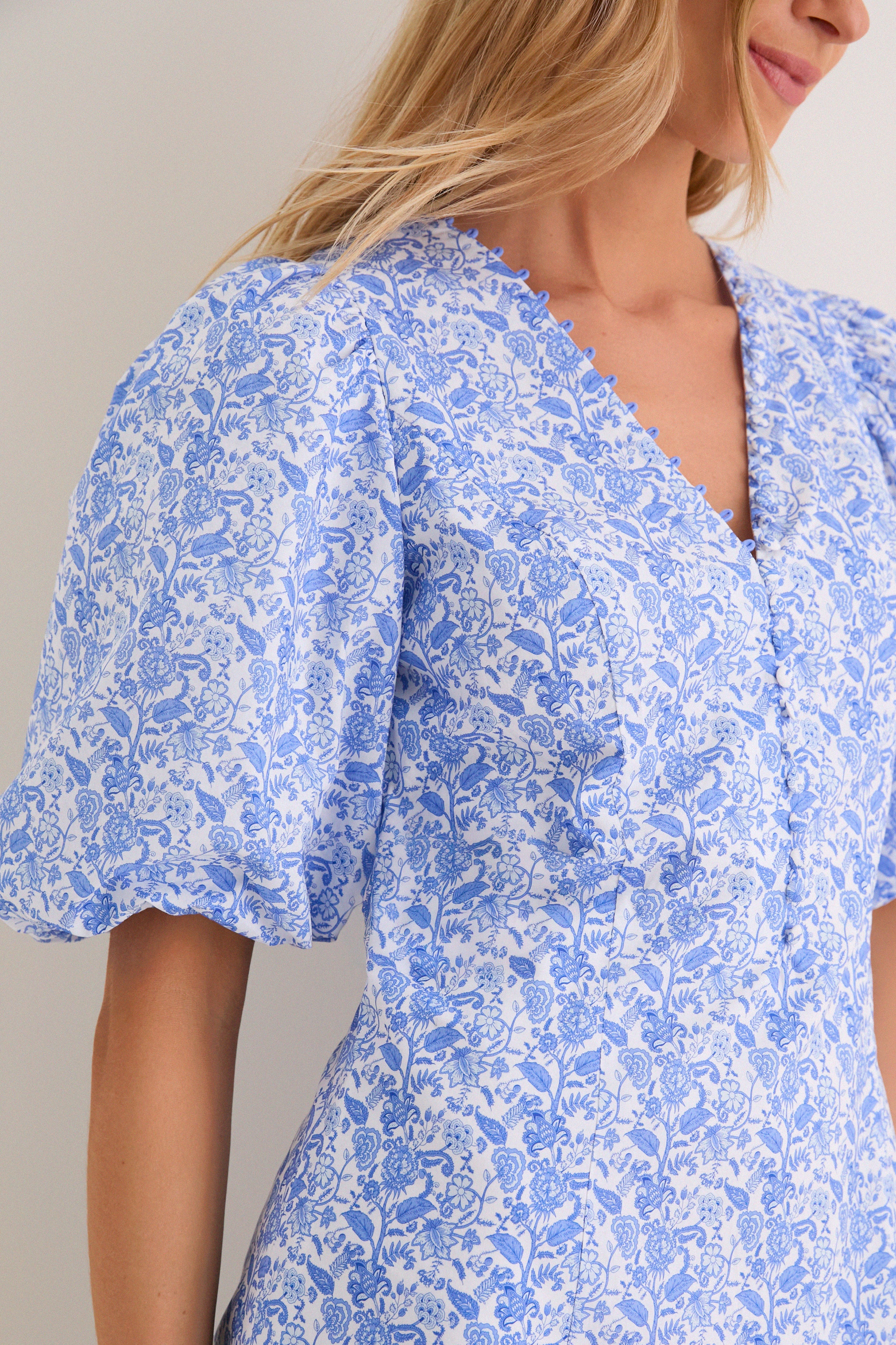 Baby Blue Ditsy Floral Marcy Mini Dress | Hyacinth House
