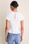 White Smocked Rollins Top