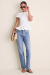 White Smocked Rollins Top