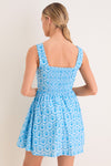 Blue Palm Eyelet Blair Mini Dress