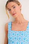 Blue Palm Eyelet Blair Mini Dress