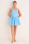 Blue Palm Eyelet Blair Mini Dress