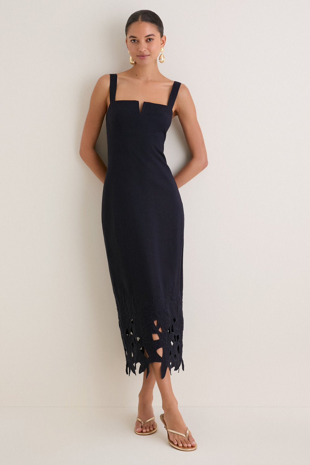 Navy Embroidered Linen Alma Midi Dress | Tuckernuck Navy Embroidered Linen Alma Midi Dress | Tuckernuck