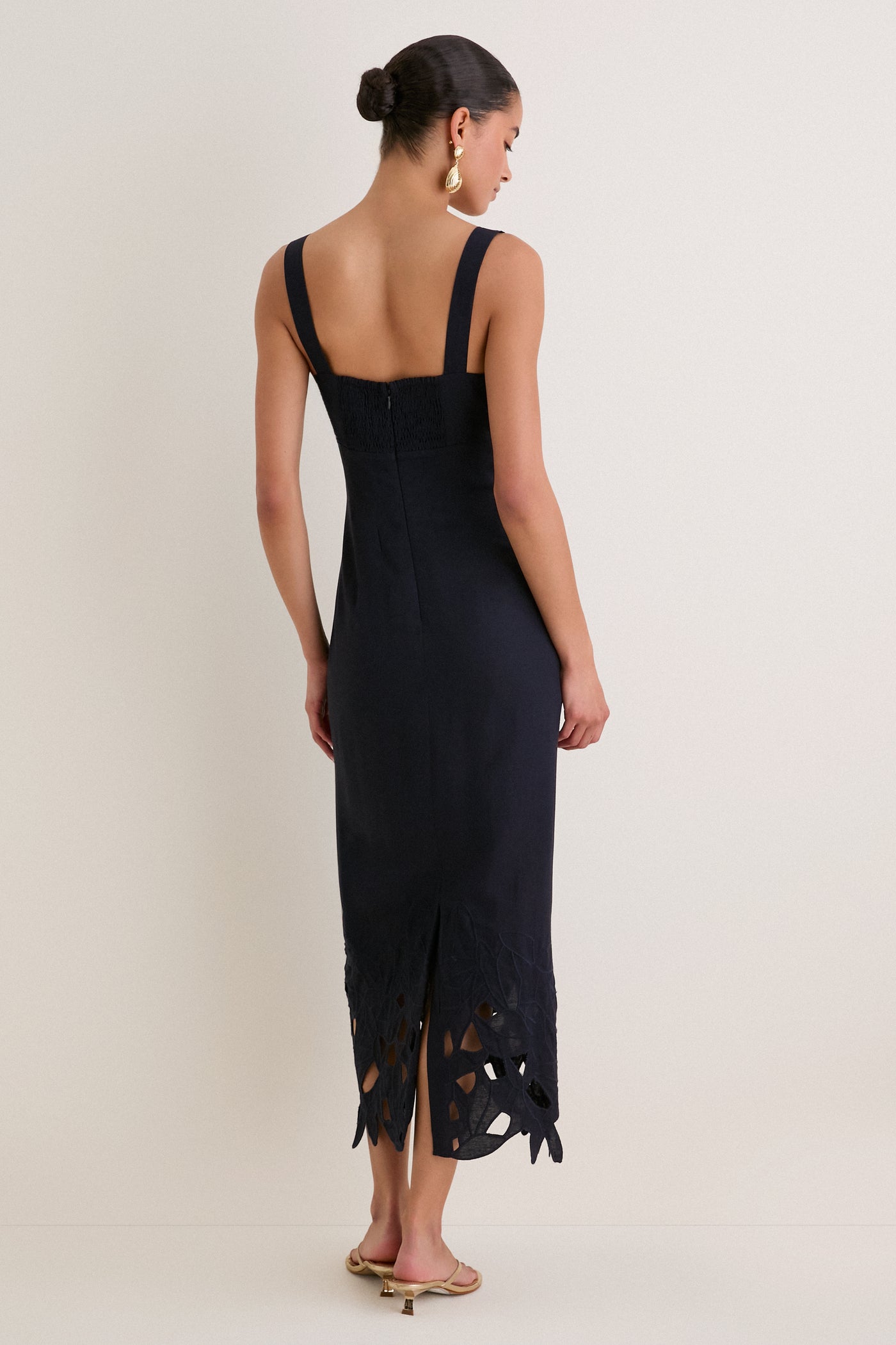 Navy Embroidered Linen Alma Midi Dress | Tuckernuck Navy Embroidered Linen Alma Midi Dress | Tuckernuck