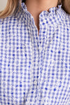 Blue Embroidered Gingham Louisa Blouse
