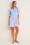 Blue Embroidered Pinstripe Louisa Mini Dress