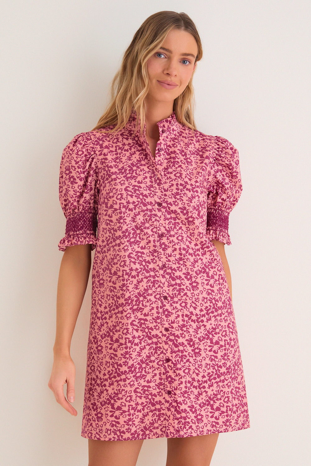 Pink & Maroon Ditsy Floral Lou Lou Mini Dress | Hyacinth House Pink & Maroon Ditsy Floral Lou Lou Mini Dress | Hyacinth House