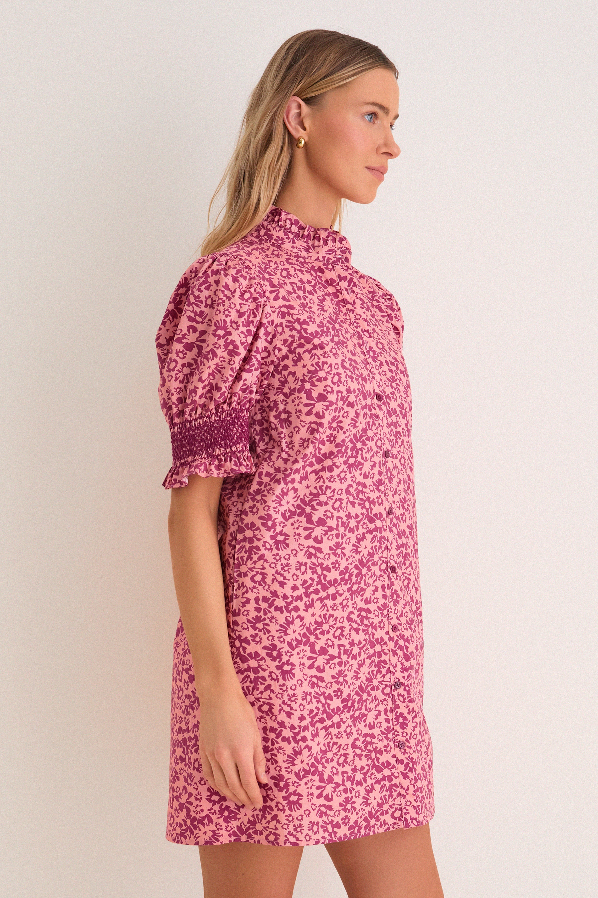 Pink & Maroon Ditsy Floral Lou Lou Mini Dress