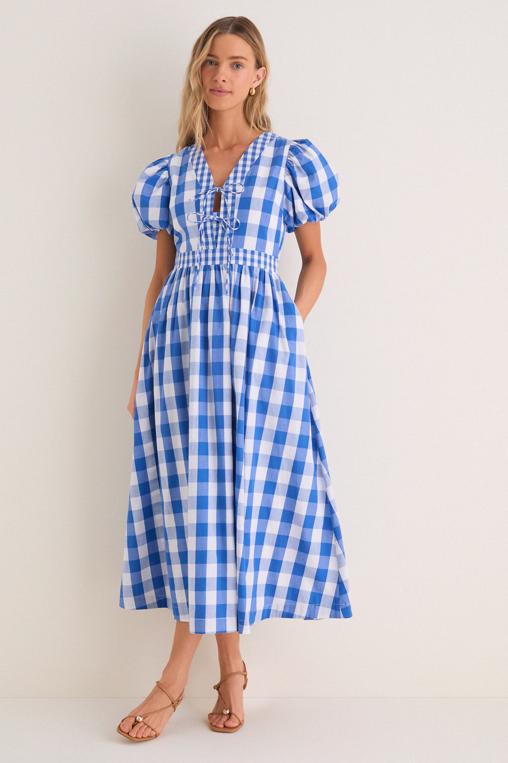 Hyacinth House Blue Gingham Prim Maxi Dress Blue Gingham / M Hyacinth House Blue Gingham Prim Maxi Dress Blue Gingham / M