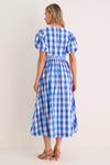 Blue Gingham Prim Maxi Dress