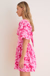 Pink Textured Floral Seaport Mini Dress