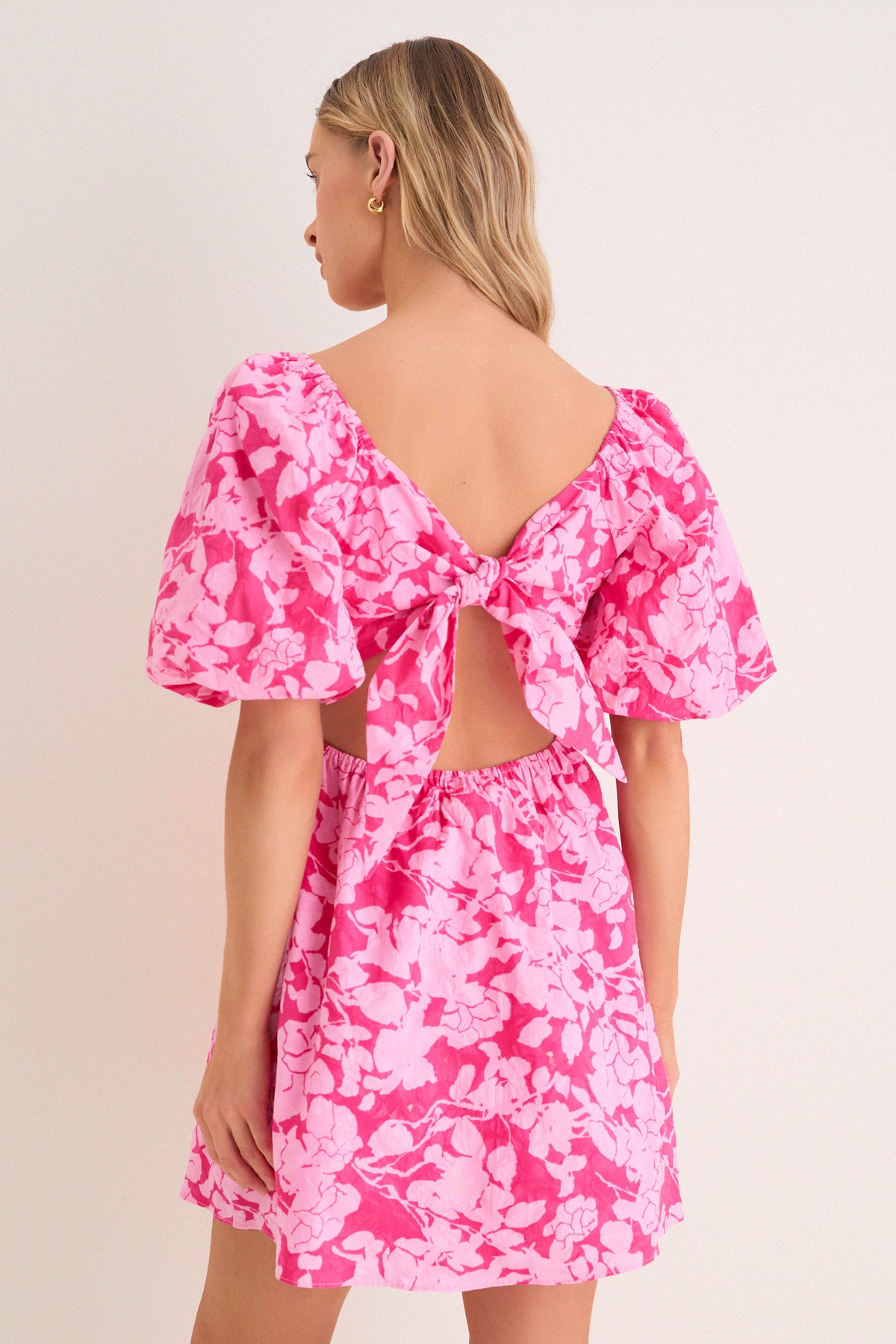 Hyacinth House Pink Textured Floral Seaport Mini Dress Pink Textured Floral / S