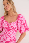 Pink Textured Floral Seaport Mini Dress