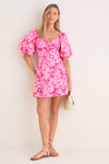 Pink Textured Floral Seaport Mini Dress