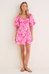 Pink Textured Floral Seaport Mini Dress