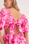 Pink Textured Floral Seaport Mini Dress