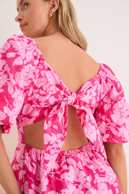 Pink Textured Floral Seaport Mini Dress