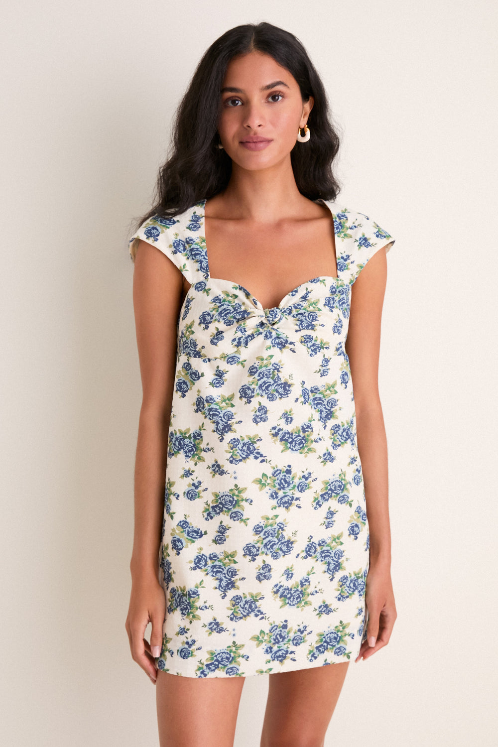 Hyacinth House Blue Bouquet Floral Rosamund Mini Dress Blue Bouquet Floral / XXS