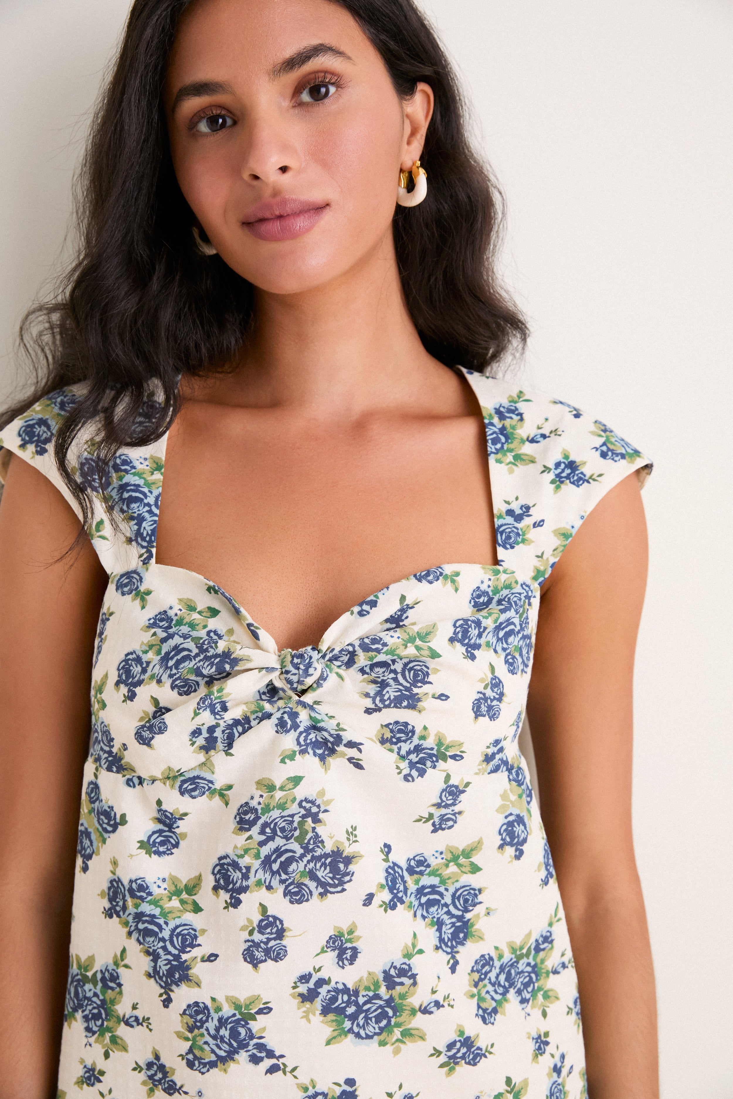 Hyacinth House Blue Bouquet Floral Rosamund Mini Dress Blue Bouquet Floral / XXS