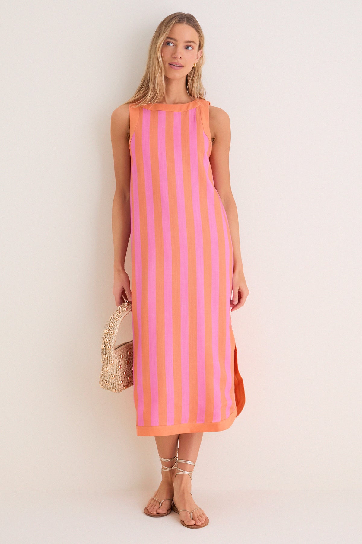 strapless open back dress BCBG Maxazria orange pink tank maxi dress size 0 main image 1