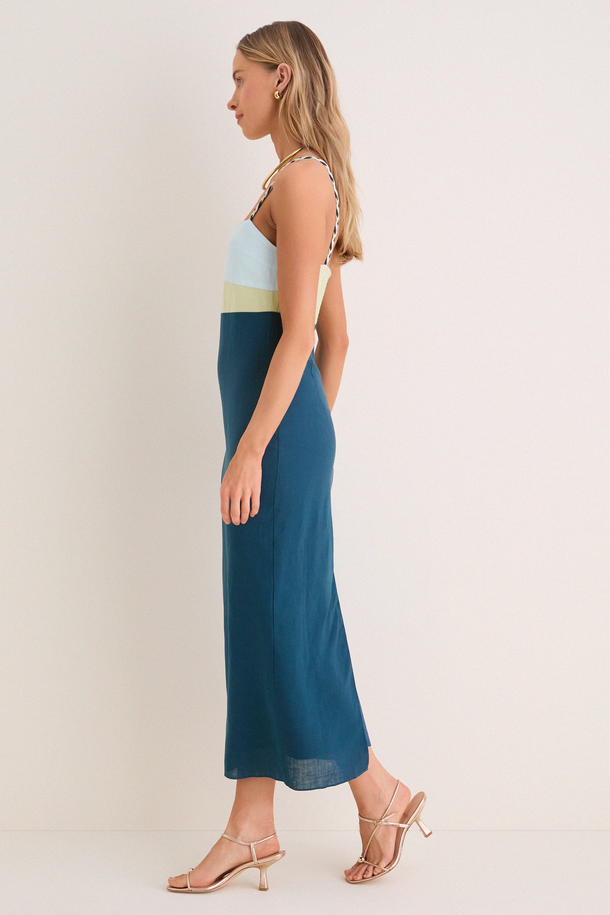 Ocean Mist Colorblock Linen Hailey Maxi Dress | Hyacinth House