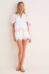 White with Red Embroidery Weston Shorts